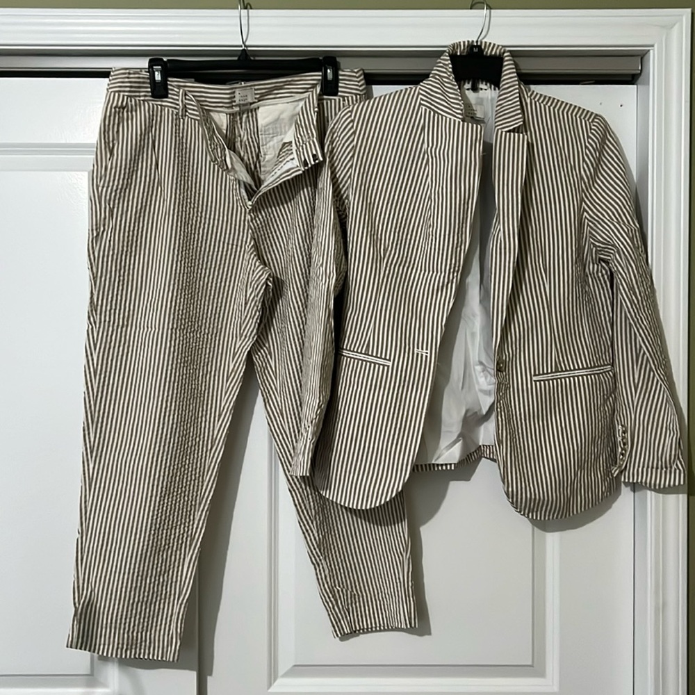 A .New Day seersucker suit Sz. 10 pants/ Sz. 8 jacket.